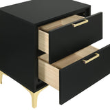 Black and Gold 2-Drawer Rectangular Nightstand B062P145592