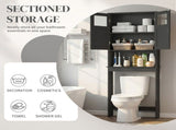 2-Door 3-Tier Toilet Cabinet MDF Melamine-Faced Bathroom Vanity 23.23*8.66*66.93in Black 11765770