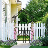 Metal Garden Arch with Gate W58.07*H97.24 Climbing Plants Support Rose Arch Outdoor Black W1586P278421