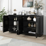 TREXM Sideboard with 4 Doors Large Storage Space Buffet Cabinet with Adjustable Shelves and Silver N715P192557B