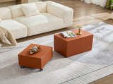 Modern Orange MDF Saddle Leather Table Two Compact Sizes, Perfect for Living Room Decor & Daily W2085P400865