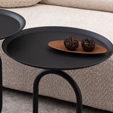 Lantern-shaped Metal End Table, Small Round Side Table, Modern Coffee Drink Cocktail Table, Small W2664P232831