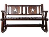 Outdoor Wood Rocking Bench Carbonized Double Rocking Chair for 2 Persons with Wide Curved Seat, T5816P475754