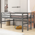 ZUN Wood Twin Size Loft Bed with Side Ladder, Antique Grey WF312787AAE