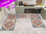 Kitchen Rugs Sets 3 Piece with Runner Non Slip Mats for Floor Washable Bohemian Runner Rug 08219038