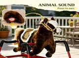 Dark Brown Interactive Kids Ride on Horse Spring Rocking Horse with Sounds, Plush Soft Feel Animal 86854924