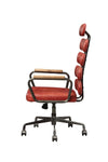 ZUN Antique Red Swivel Office Chair with Pneumatic Lift B062P215463