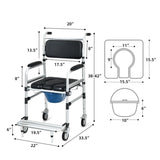 2-in-1 Aluminum Commode Shower Wheelchair Bath/Toilet Use, Adjustable Height , Foldable 55445089