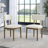 Darla Set of 2 Walnut Oak Dining Side Chairs with Beige Sherpa Fabric B061P353764