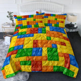 3pcs Funny Dot Building Blocks Comforter Colorful Bricks Thin Bedding Duvet Game Summer Quilt 37531484