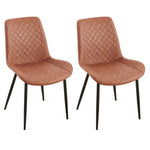 ZUN Brown Leathaire Dining Chairs Set of 2,Mid-Century Modern Leathaire Chairs Kitchen Living Room W1164P225828