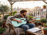 38 Inch Acoustic Guitar for Beginners, H Body Shape, Basswood Folk Guitar in Mint Green, 6-String 35748510
