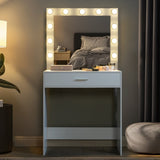 ZUN Vanity Desk with Mirror and Lights, Dressing Table with Large Drawer, 1 Level Storage Dresser & 3 84566565