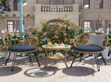 Outdoor Leisure Set, 2 Rattan Single Chairs with A Glass Round Table, Perfectly Suited for N711P256422V