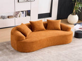 LY-025S Curved Loveseat Orange Full Compression Sponge Sofa, 30D Chenille No-Assembly Compact Sofa W2231P261292