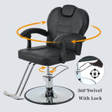 ZUN Classic Reclining barber Chair Salon Chair for Hair Stylist with Heavy Duty Hydraulic Pump, 360&deg; WF318104BAA