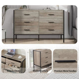 Wood Dresser with 6 Drawers, Wooden Storage Closet for Bedroom, Solid Clothes Cabinet with Sturdy 51437233