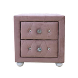 Fabric Upholstered Nightstand with 2 Drawers, Pink B016P256487