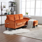 UNITED WE WIN Sofa for three, solid wood frame, Chenille fabric, side pocket, with two cup holders, W1568142740