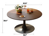 (Walnut Color) Table, 31.5'' Modern Dining Table, Dining Table,MDF Top and Steel Base Tulip W2641P381821