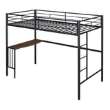 ZUN Twin Metal Loft Bed with Desk, Ladder and Guardrails, Loft Bed for Bedroom, Black 87361096