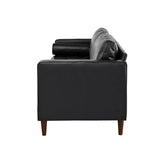 Mirod Mid-Century Modern PU Leather 3-Seat Sofa, Tufted Design, Solid Wood Legs, 2 Bolster Pillows, N760P285734B