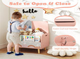 2-in-1 Kids Toy Storage Organizer with Bookshelf, 59.6940.6443.18 cm Pine Wood Toy Chest for 3 55052657