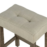 Dining Room Transitional Brown 3pc Dining Set Rubber wood Table 2x Stools Tufted Seat Beige B2741P301901