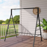 168*106*180cm Flat Top Square Tube 200kg Iron Swing Frame Black 95536765