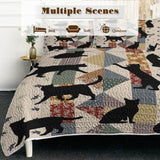 3pcs Of Black Cat Multi Posture Pattern Blanket Set All Season Bedding, 2 Pillowcases For Children, 66272673