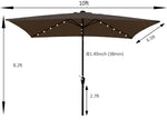 ZUN 10 x 6.5t Rectangular Patio Umbrella Solar LED Lighted Outdoor Market Table Waterproof Umbrellas W65627944