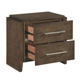Transitional Dark Walnut Finish Two Drawers Nightstand 1pc Wooden Bedroom Furniture Solid Rubberwood B011P332262