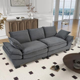 U-Style 85.4" Modern Curved Sofa, Back Upholstered Couch with 2 Decorative Throw Pillows, Corduroy N711P192059E