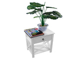 Nightstands Set of 2, Modern End Table Side Table with 1 Drawer and Storage Shelf, White 43509847