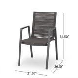 Outdoor Modern Aluminum Dining Chair with Rope Seat , Gray and Dark Gray 64679.00GRY