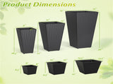 Set of 3 PP Rattan Wicker Planters with Metal Frame & Inner Pots, Stackable Tall Plant Pots for 77738352