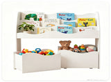 3-Tier Kids Bookshelf Toy Storage Organizer with 2 Rolling Drawers, Rounded Corner Anti-Tipping 99701522