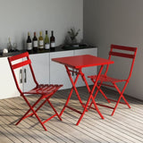 ZUN 3 Piece Patio Bistro Set of Foldable Square Table and Chairs, Red W1586P143186