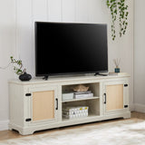 Farmhouse Rattan TV Stand Console Table for TVs up to 70 Inches, TV Console Table with 2 Storage W1758P178930