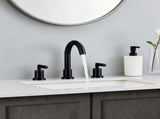 Bathroom Faucet 2 Handle Matte Black Bathroom Faucet Widespread 3 Hole 360&deg Swivel Spout Modern 27849756