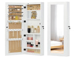 Solid Wood Jewelry Armoire Organizer Cabinet with Full-Length Mirror, 47.5x14.3 in Wall-Mounted W2640P454224
