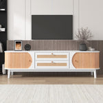 ZUN Rattan TV Stand for TVs up to 75'', Modern Farmhouse Media Console, Entertainment Center with Solid WF316663AAK