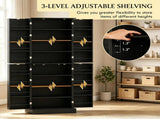 65" Kitchen Pantry Cabinet, 4-Door with 16 Shelves, Black 79960555