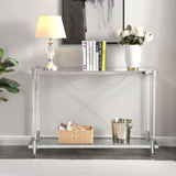 43.31'' Chrome Glass Sofa Table, Acrylic Side Table, Console Table for Living Room& Bedroom W821P184417