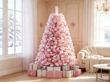 6 FT Pre-Lit Flocked Pink Christmas Tree with 8 Lighting Modes Warm White LED Lights, Hinged 79348365