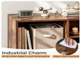 Rustic Brown 8-Cube Open Bookshelf with Top Display Shelf, Engineered Wood Freestanding Book Storage 41903325