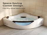 59" Corner Whirlpool Bathtub for 2-Person, Luxury Jetted Spa Tub with 6 Hydro Massage Jets, W3605P419568