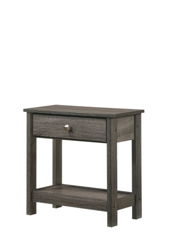 ZUN 1pc Rustic Grey Nightstand Single Drawer Bottom Shelf Bedside Table Bedroom Wooden Furniture B011P255198