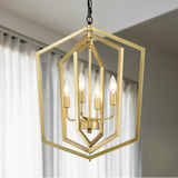 4-Light Farmhouse Kitchen Chandeliers, Vintage Cage Light Fixture Adjustable Height Chandeliers for W1592P230613
