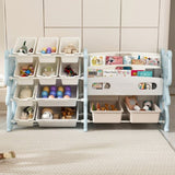 Kids Toy Storage Organizer, Toy Organizer with 2 Tier Bookshelf, Toy Storage with Shelf and 12 Toy W509P288472